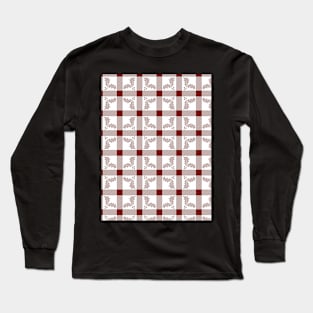 Festive Farmhouse Holly Berry Checkerboard - Deep Red -  Cozy Winter Collection Long Sleeve T-Shirt